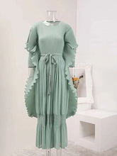 HEYFANCYSTYLE Women's Pleated Maxi Dress: Flowy Japanese Korean Fabric Dress with Ruffle Detail